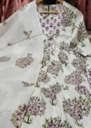 gulabi poppy print gathered kurta pant and dupatta set.